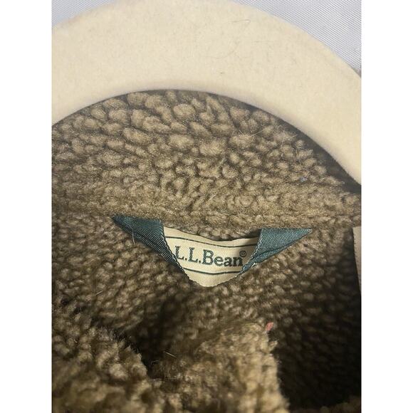 Vintage L.L. Bean Fleece Sherpa Lined Faux Suede Button Up Barn Chore Jacket Med - Picture 3 of 4